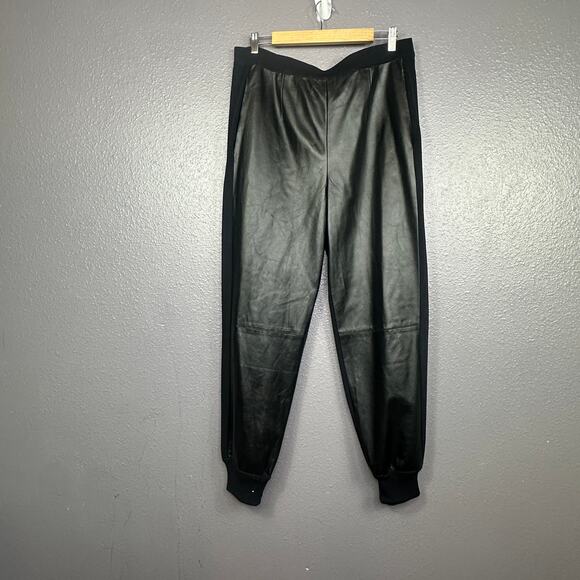 MISOOK Womens XL Black Pull On High Waist Jogger Style Leg Leather Knit Pant NEW - Picture 1 of 5